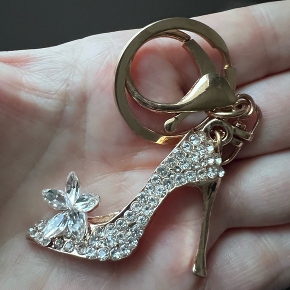 Gold Rhinestone High Heel Keychain - Picture 1 of 2